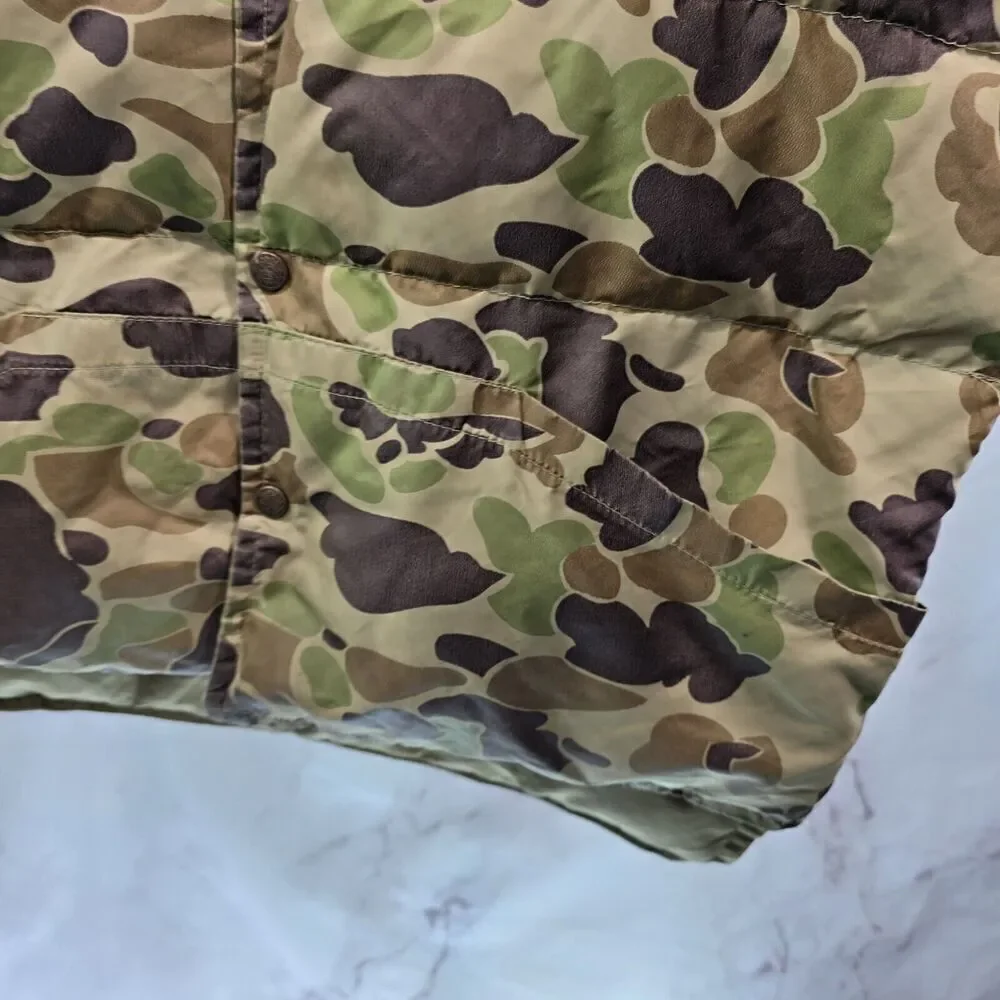 Camo Down Puffer Vest Mens Large Vintage Duck Snap Button 4 Color Goose Green